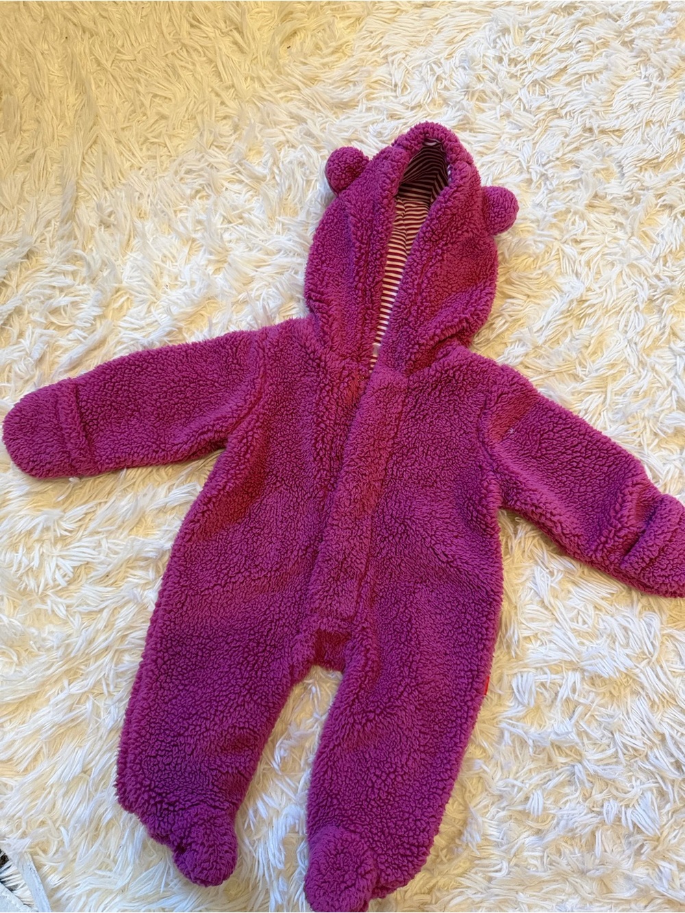 Magnetic Me Plush Hooded Footie in Deep Berry Pink